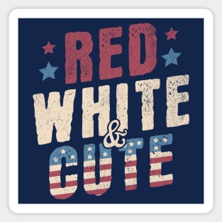 Red White and Cute - Funny USA 4th of July Retro Vintage Sticker